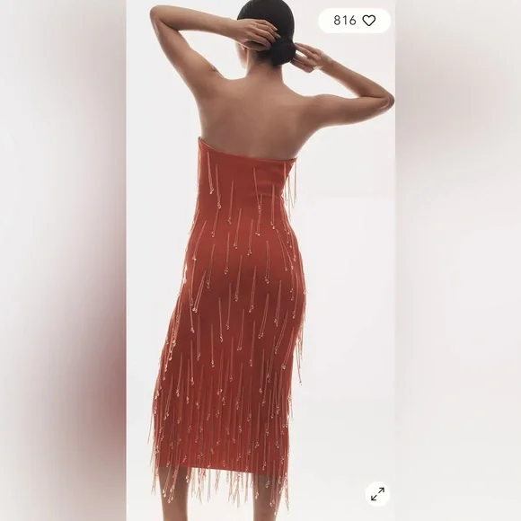 Delfi Collective Amala Strapless Orange Midi Dress new with tags petite xs - Picture 4 of 12